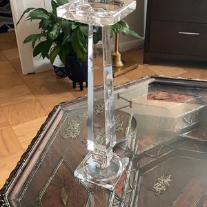 Tall crystal candle holder